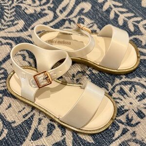 Mini Melissa Kids Sandals in Cream and Gold